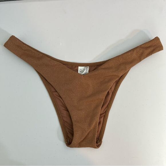 Seafolly Stardust V High Cut Rio Bikini Bottom In Bronze Size 10 US NEW - Picture 3 of 6